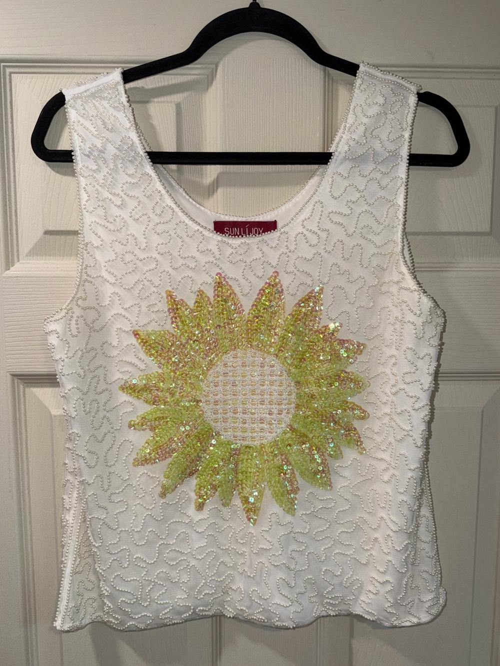 Vintage Sunflower Sequin Tank Top